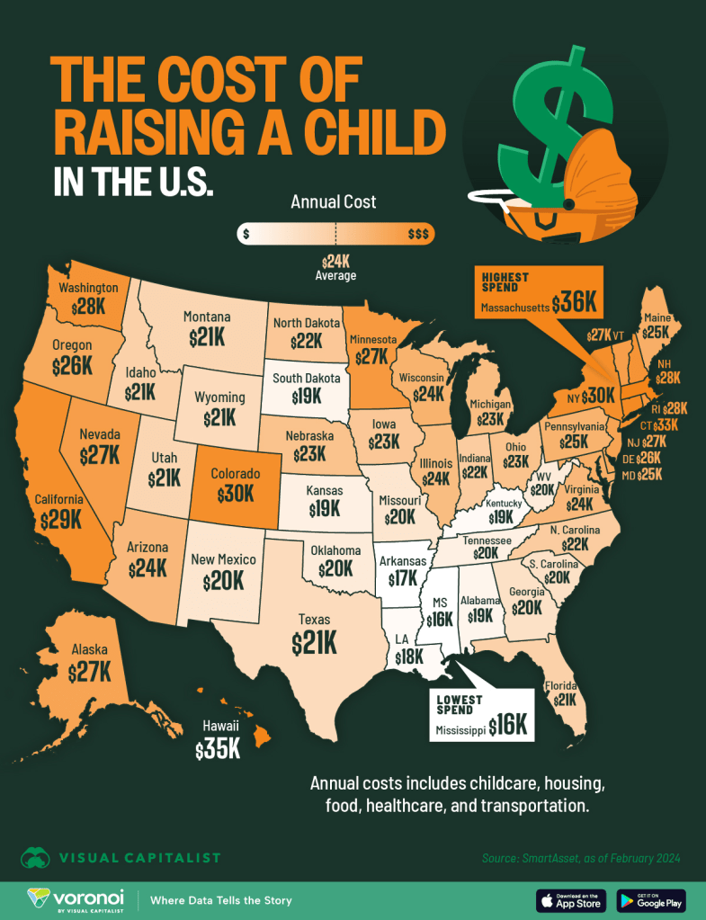 Cost of Raising a Child by Visual Capitalist